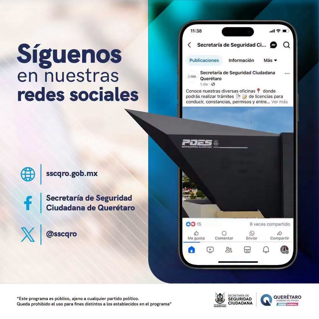 SSCQro's tweet photo. Para mantenerte informado de los trámites y acciones de la dependencia, síguenos en nuestras distintas cuentas oficiales. https://t.co/dDcCAz7Kxw