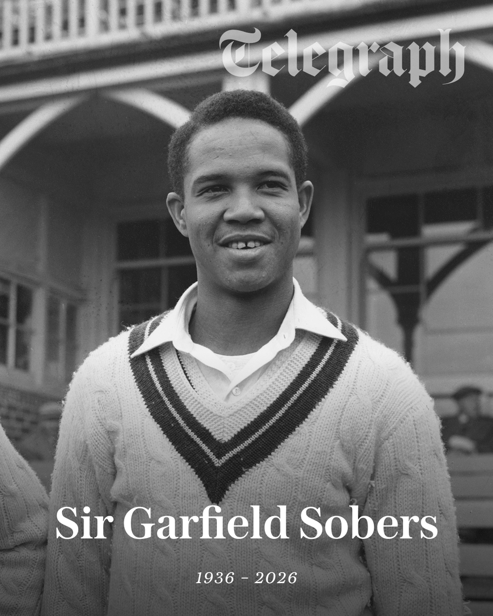 TeleCricket's tweet photo. Sir Garfield Sobers has died aged 89. 

He was by almost every reckoning the most talented cricketer there has ever been, the greatest all-rounder the sport has produced.

Read @NHoultCricket and @scyldberry's tribute to Sobers ⤵️
https://t.co/lCekp2QZmG https://t.co/8sF9h0wgE6