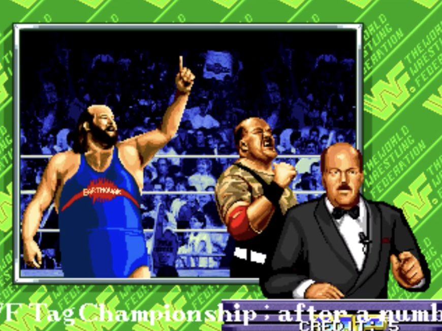 drillkachou's tweet photo. @ROOM15923529 アーケードゲームの『WWF レッスルフェスト』　

ナチュラル・ディザスターズ（天災コンビ）のアースクェイク　　相方のタイフーンは何故か出場見送りw https://t.co/84jLAdI66a