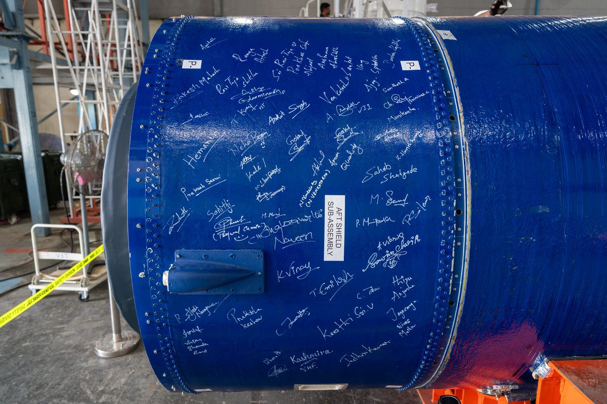 SkyrootA's tweet photo. Signed by the people who built it. 🚀

Every signature on Vikram-1 belongs to an engineer, technician, or teammate who helped make this mission possible.

Now, they’re all headed to space aboard Mission Aagaman.

#Vikram1 #MissionAagaman https://t.co/BEeHn7OiIM