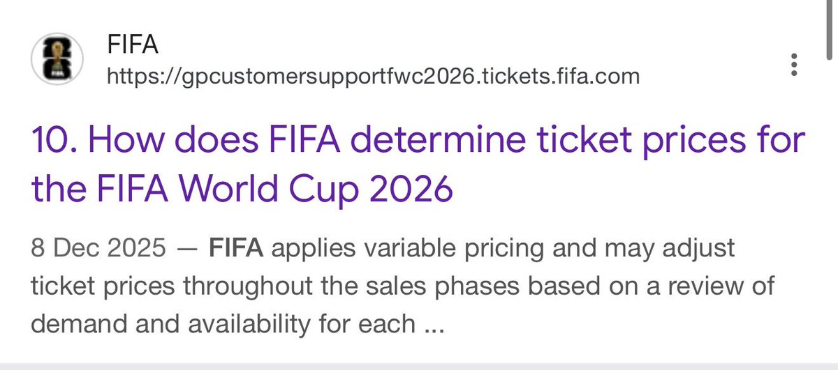 EmtbRob's tweet photo. FIFA is a non profit, yet it’s charging $30,000 for a standard World Cup final ticket. https://t.co/MS2Tpszn4c