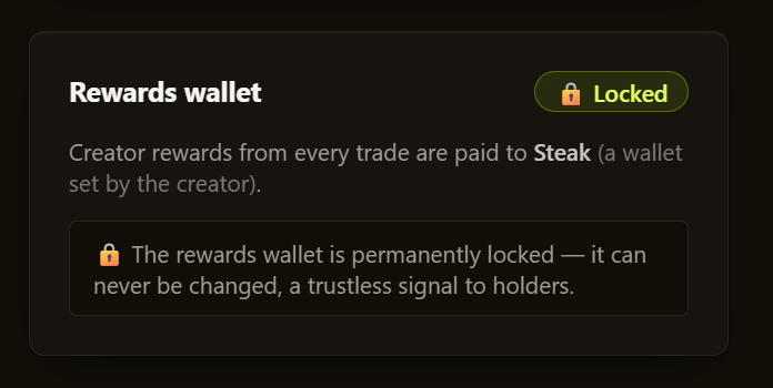 RHoodLaunch's tweet photo. We've added rewards wallet switching/locking mechanisms to token launches. This attention to detail allows for CTO's when necessary so your hard work running a project isn't wasted https://t.co/AvIxTCSgfm
