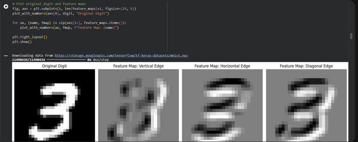SadikshyaDkl's tweet photo. #LSPPDay47 
Today I explored CNN feature maps and learned how different filters detect horizontal, vertical, and diagonal patterns through numerical examples. 
@lftechnology
#60DaysOfLearning2026 #LearningWithLeapfrog https://t.co/QaQQYsF2GI