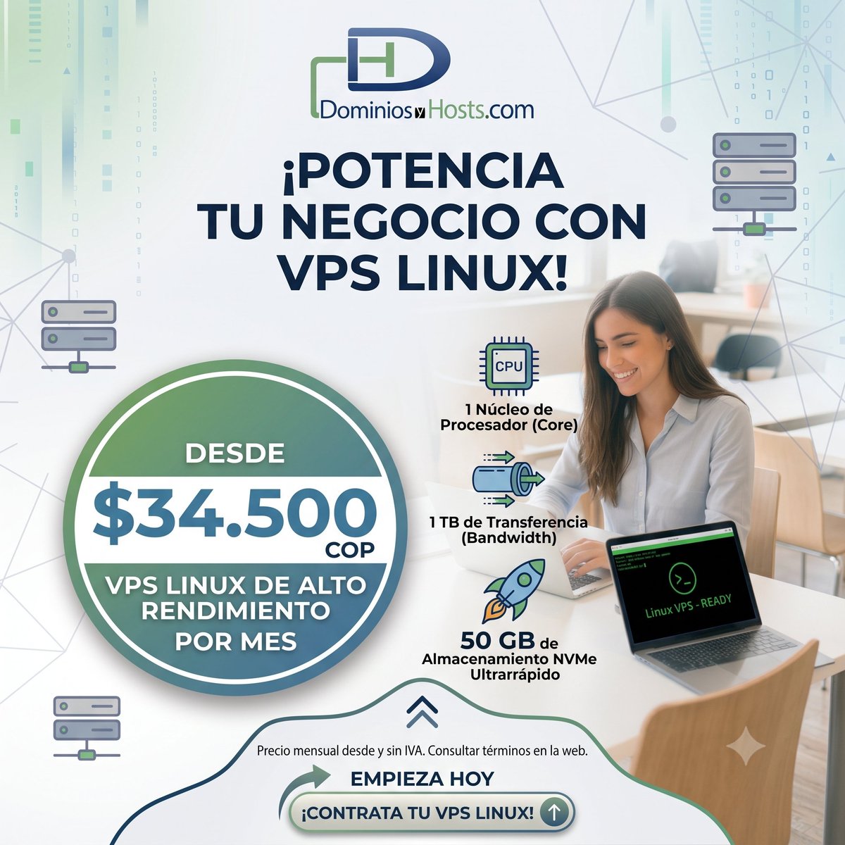 RedTauros's tweet photo. VPS Linux 
Solo $34.500
1 Core + 2 GB RAM + 1 TB Bandwidth + 50 GB NVMe Disk Space
Contáctanos :
https://t.co/yBpeZpQMPa
https://t.co/pzIC5TrNcW
https://t.co/W8Ud6fk6la
https://t.co/tMwCZrX7ya
https://t.co/cz64xIOI41
https://t.co/bbZKOO3A5h https://t.co/romn7tmhez