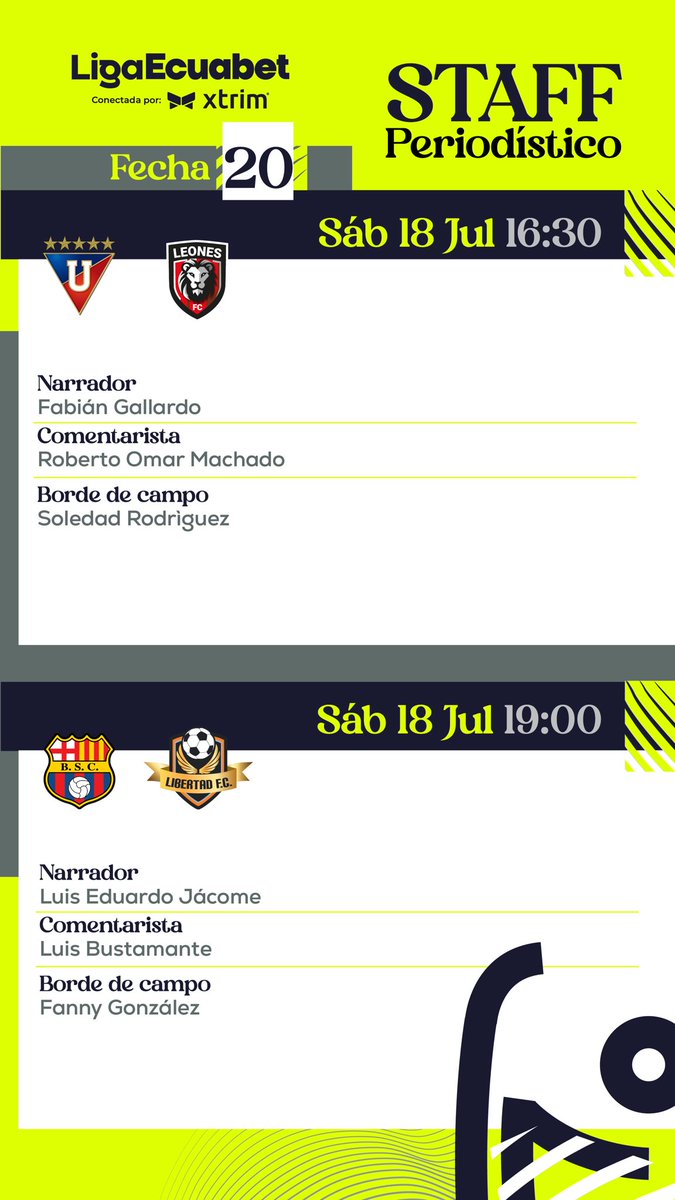 LigaEcuabetec's tweet photo. 📍¡Staff periodístico Fecha 2️⃣0️⃣ de la Liga Ecuabet! ⚽️💪🏻

#LigaEcuabetConectadaPorXtrim  🇪🇨💯 https://t.co/9ywEJ2tj3h