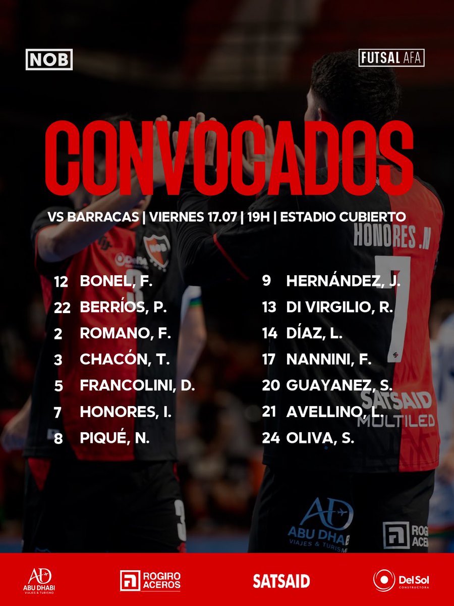 FutsalNewells's tweet photo. Los convocados por Puntorillo para el duelo ante Barracas 📝

¡Vamos hoy, leprosos! ❤️🖤 https://t.co/mC9PzqLRRc