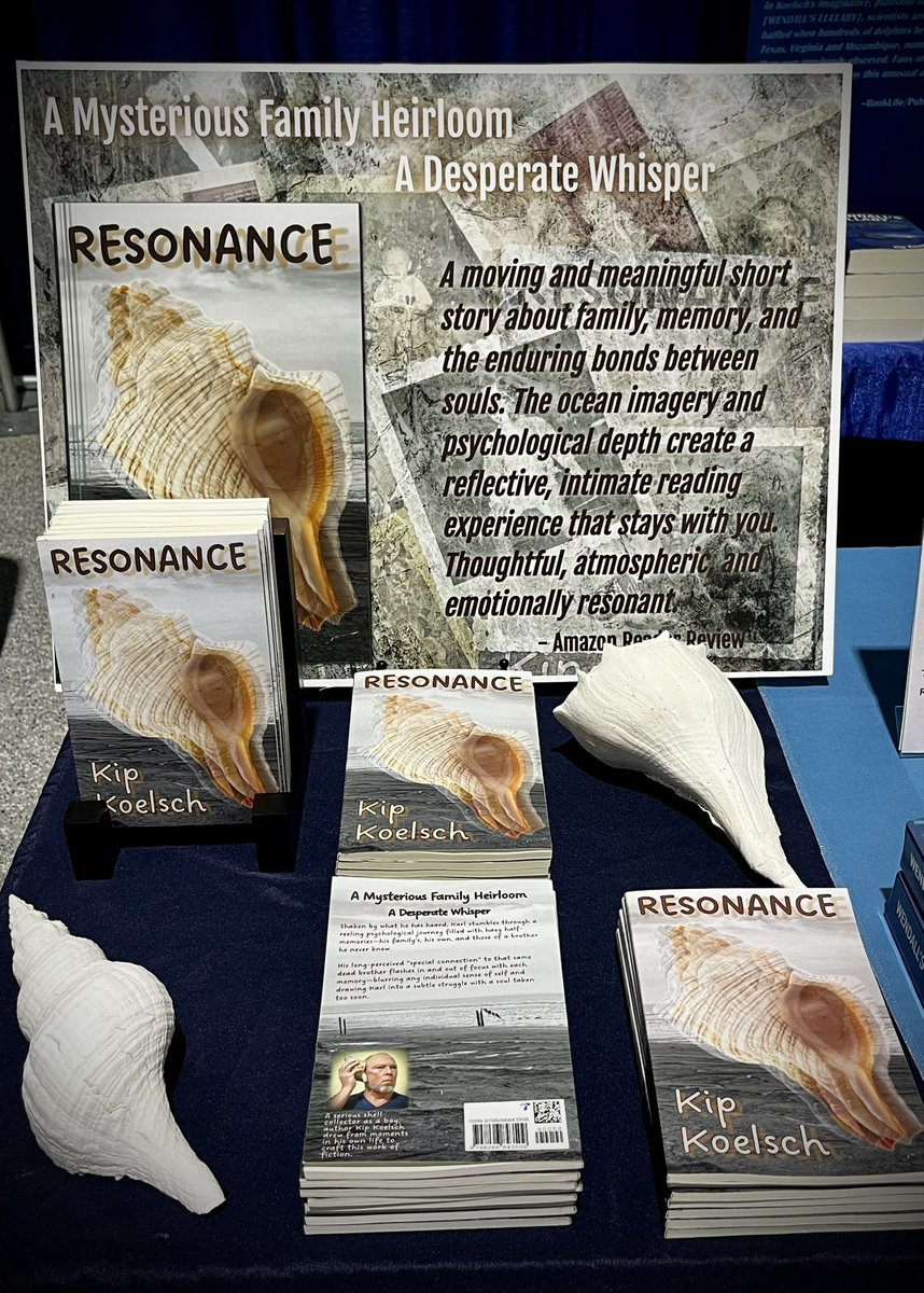 KipAuthor's tweet photo. A few shots of my booth at SharkCon 2026! Gates are open at 9am on Saturday in Tampa, Florida.
#SharkCon #marinelifeexpo #dolphins #sciencethrillers #seashells #whales #5amwriterclub #indieauthors https://t.co/B8U81tMxmZ