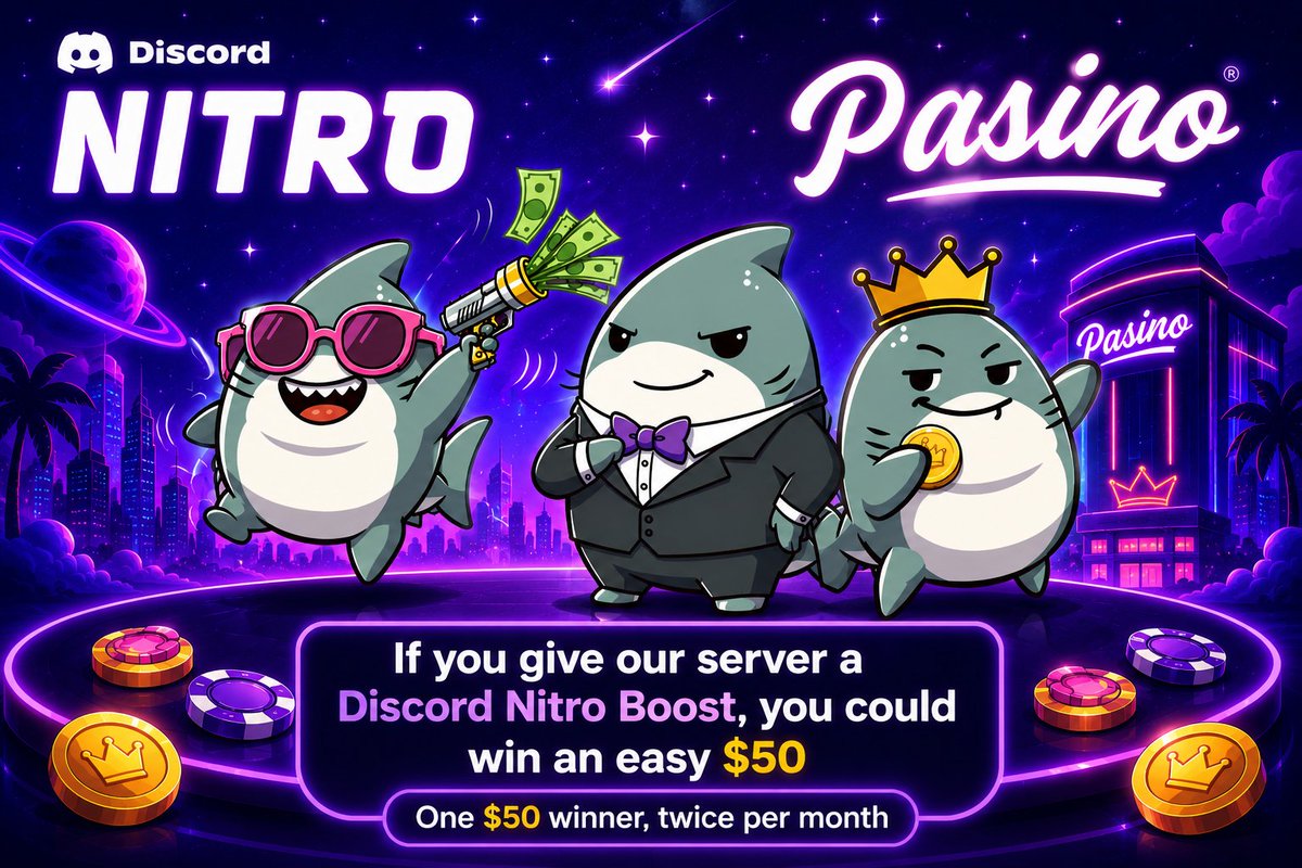 PasinoCom's tweet photo. Hi Pasino Fam 👋

🚀 Give our Discord server a Discord Nitro Boost for your chance to win $50! 🎁

😎 Every giveaway features one lucky winner, selected exclusively from members with the @ Server Booster role.

🔥 Don't miss your opportunity—boost the server today!

💜 Boost. Support. Win.

Boost here ➡️ https://t.co/gWNdq5FqVe