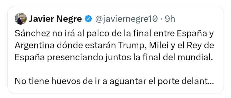 carlossmato's tweet photo. Según El Condenas, "Milei no tiene huevos" https://t.co/sm4Q9RujzI