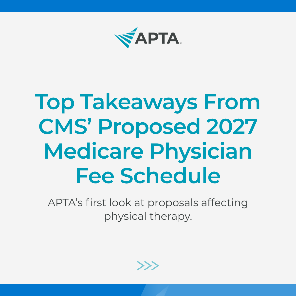 APTA_official's tweet photo. The CMS Proposed 2027 Medicare Physician Fee Schedule is out, and APTA staff have completed an initial review.

• CMS estimates a 3% increase for physical therapy, but this is mitigated by a system-wide 1.68% conversion factor reduction https://t.co/GC0SsNBVbs