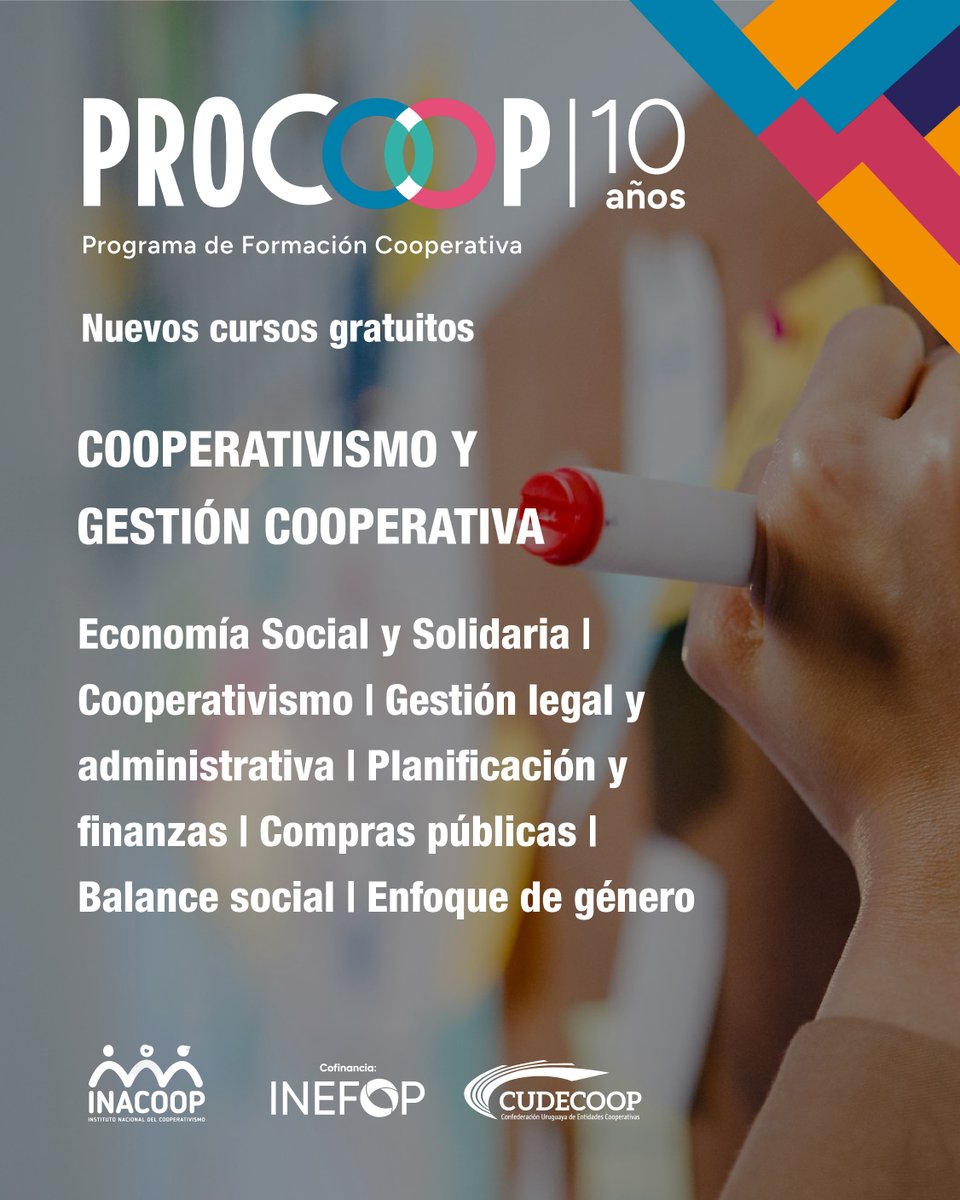 inacoop's tweet photo. 📚 Nuevos cursos gratuitos de PROCOOP

El Programa de Formación Cooperativa (PROCOOP) abre las inscripciones a una nueva propuesta de formación dirigida a cooperativas.

📍 Tacuarembó, Rivera, Cerro Largo y Treinta y Tres
✅ Cooperativismo y gestión cooperativa
✅ Alfabetización digital y TIC

📍 Maldonado, Lavalleja y Rocha
✅ Alfabetización digital y TIC

🗓️ De agosto a setiembre
💻 Modalidad virtual y presencial 
⏱️ Duración: 20 horas

📝 Preinscripciones abiertas hasta el 30 de julio : https://t.co/Amb6MTwgtb 

📩 Consultas: procoop@inacoop.org.uy | secretaria@politecnicosanjose.edu.uy