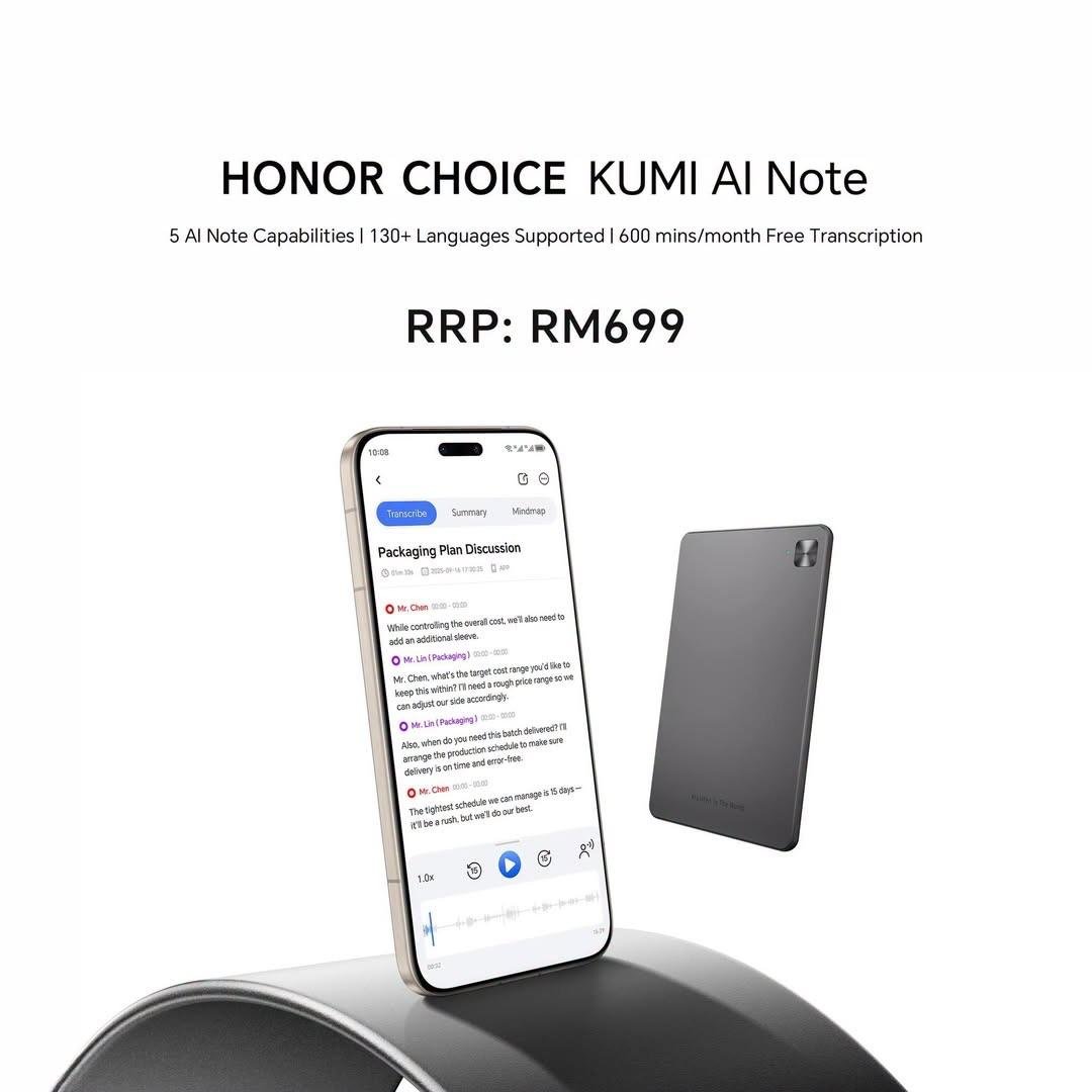 xdstore69's tweet photo. The Honor Choice Kumi AI Note is an interesting smart voice recorder, especially for students, professionals, and people who frequently attend meetings. https://t.co/SA4wcQy2sR