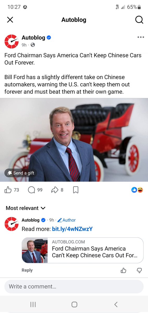 BobbyNolan2u's tweet photo. Bill Ford knows Chinese automobiles are superior. https://t.co/50to11KWpe
