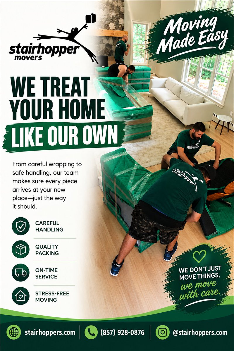 Stairhoppers's tweet photo. Every move deserves expert care. 📦 From packing to delivery, we protect your belongings every step of the way.
🏡 Careful handling
⏰ On-time service
Move with confidence.
#StairhopperMovers #MovingMadeEasy #BostonMovers https://t.co/a1kes9Kwn1