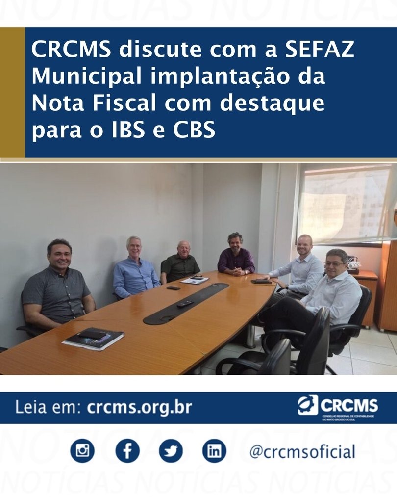 crcmsoficial's tweet photo. O Vice-Presidente de Administração e Registro do CRCMS, Contador Otacílio dos Santos Nunes, participou de reunião, neste dia 16/07/26, na sede da SEFAZ Municipal – Secretaria de Fazenda da Prefeitura Municipal de Campo Grande.
Saiba mais em: https://t.co/hNr55T44NT https://t.co/kWh7yVYsQQ