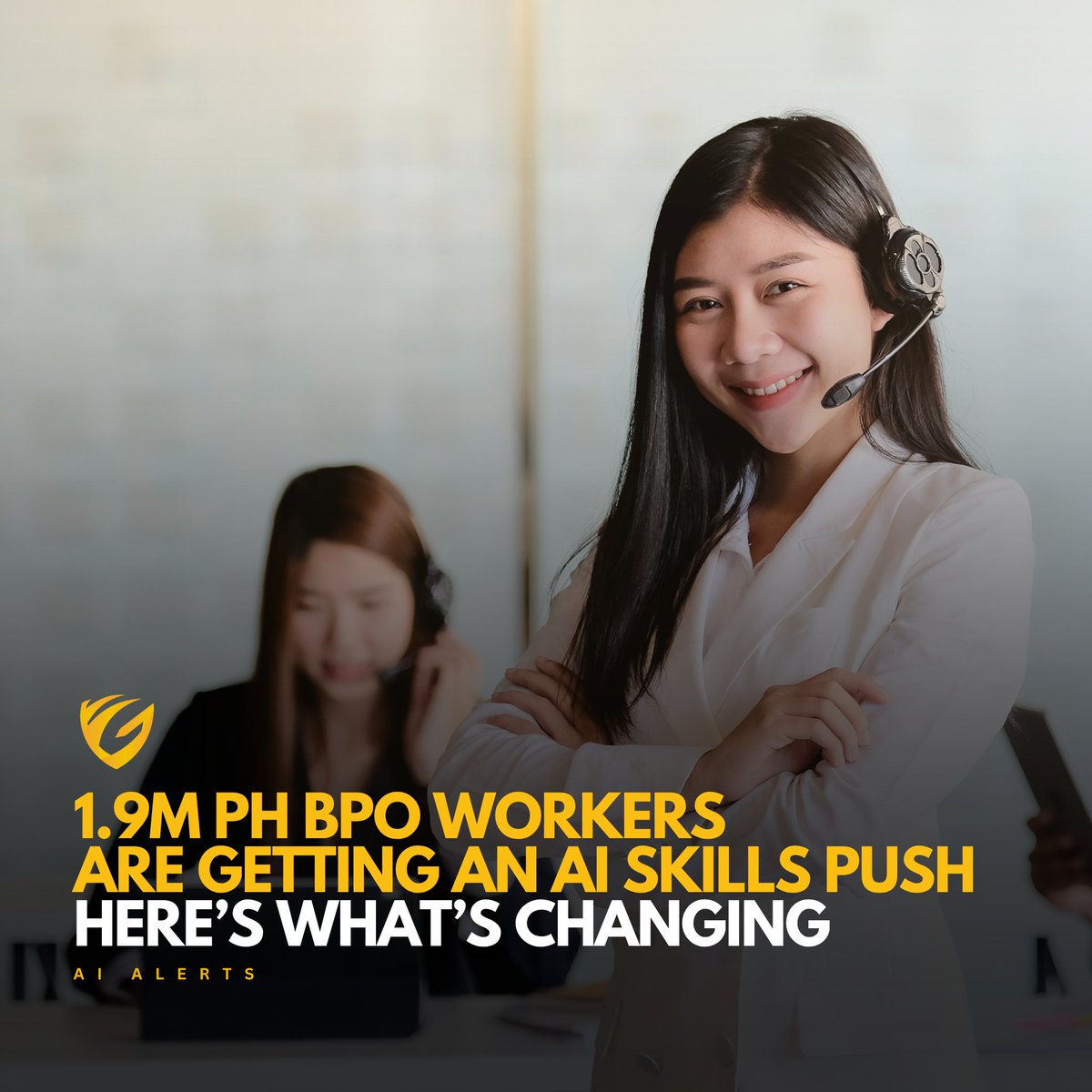 YGGAlerts's tweet photo. 1.9M PH BPO workers are getting an AI skills push.

Converge has joined IBPAP as a Platinum Member, with AI upskilling for the country’s BPO workforce as one of the key priorities.

The article breaks down what is changing in the industry and why skills like AI tool literacy, AI output review, quality assurance, complex customer handling, and process documentation are becoming more relevant.

If you work in BPO, customer support, QA, back office, or operations, this is also a good time to explore AI-related roles that use similar skills.

Sign up for free to read the full scoop:
https://t.co/DnQkGDqqoZ

You can also browse AI-related jobs here:
https://t.co/uTZoDmu6EO

Please note that AI Alerts helps jobseekers discover opportunities. The companies offering the roles handle the application process, screening, hiring, and updates directly.

#YGGAlerts #AIAlerts