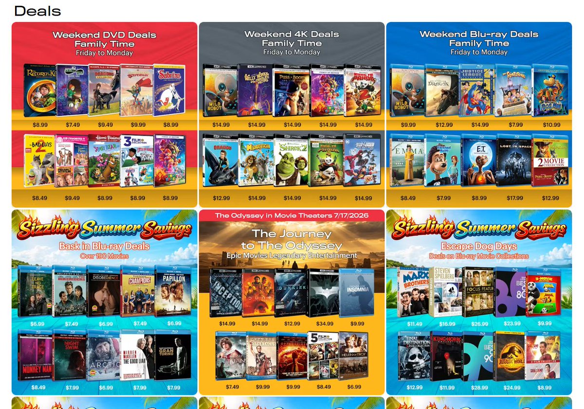 Family 4K/Blu-ray/DVD weekend deals on GRUV (extra discount w