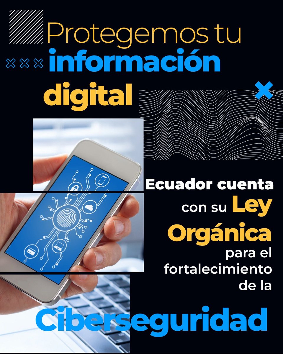 Telecom_Ec's tweet photo. 🔐¿Conoces la nueva Ley de Ciberseguridad?

Ecuador fortalece su seguridad digital para responder a los desafíos de un mundo cada vez más conectado.

Esta Ley busca proteger los sistemas, servicios e infraestructuras digitales del país frente a amenazas informáticas, fortaleciendo la prevención y la capacidad de respuesta ante incidentes.

Porque avanzar hacia un 🇪🇨 más digital también significa construir un entorno más seguro y confiable para todos.