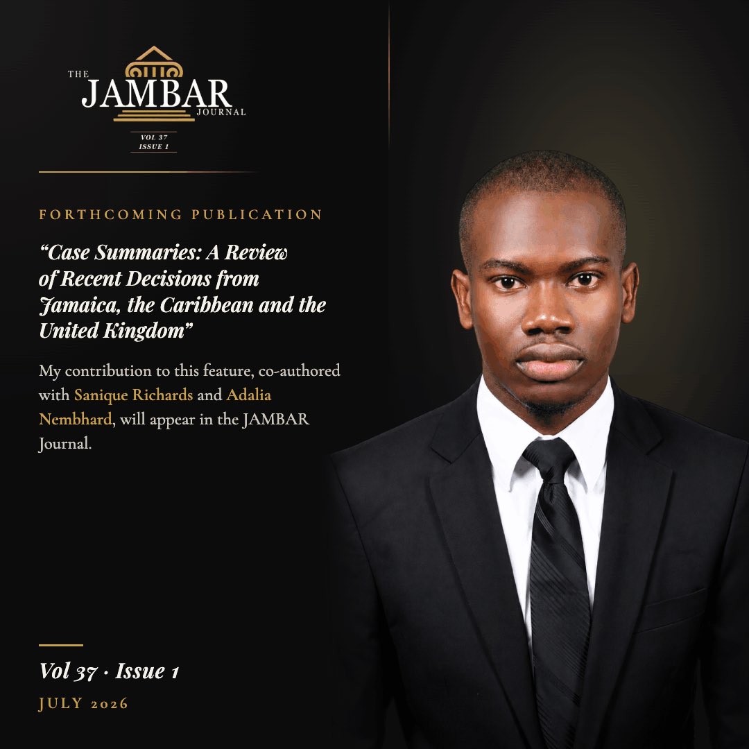 jambar1973's tweet photo. Happy Friday Everyone! 

Our JamBar Journal Vol. 37 Is. 1 is almost here 🥳 

A key feature is our Case Summaries ⚖️! 

Be on the lookout 👀 🔎🕵️ for recent decisions from Jamaica 🇯🇲, the Caribbean 🇹🇹 🇧🇧 🇬🇾 and  UK 🇬🇧 from these contributors! 

#jambar #jambarjournal #excited https://t.co/FBiNATJaVB