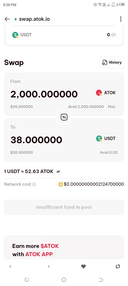 ebatzahi's tweet photo. @Atok_App bro atok when I swip my atok token in trust wallet because you are not gather gas fees bnb In trust wallet  @atok
#atok https://t.co/vN8osSR7QO