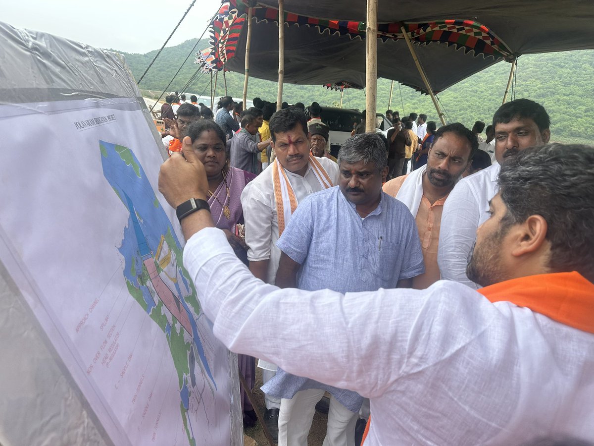GudiseDevanand's tweet photo. Modi varam pola varam irrigation project 16/7/2026
Chief guest state president bjp Ap oven Madhav Ji 
Organising general secretary  Madhukar Ji 
Central minister Srinivas Raju Verma Ji 
State minister Satya kumar Yadav Ji 
And State vice president bjp Ap gudise Devanand https://t.co/Jx9JL4LbS4