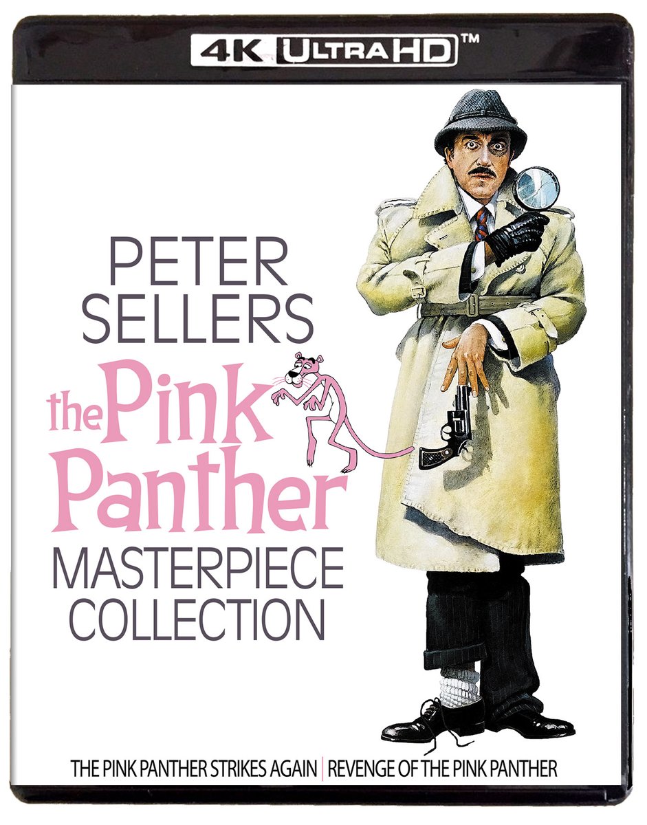 KLStudioClassic's tweet photo. Coming September 8th!
Happy Birthday Peter Sellers!
https://t.co/OCwE09M1S2

THE PINK PANTHER: MASTERPIECE COLLECTION (1963-1978)
Celebrate a legacy of laughter and style with the gold — and pink! — standard among movie comedy series. This limited-edition boxed set holds the crown jewels: all five original Pink Panther classics, brilliantly directed by Blake Edwards and starring the legendary Peter Sellers as the relentless yet ridiculous Inspector Jacques Clouseau. First, The Pink Panther sparkles with a fabulous diamond luring police and criminals on a chase caper across Europe. The second movie, A Shot in the Dark, finds Clouseau up to his chapeau in a murder mystery…and falling head over heels for prime suspect Maria! The Return of the Pink Panther sets the Inspector off on a museum-robbery investigation and causing cascading chaos; its sequel The Pink Panther Strikes Again dizzyingly spins and spans the globe when Clouseau’s insane former boss Dreyfus plots his demise. And Revenge of the Pink Panther puts the great detective “under the covers” in outrageous disguises en route to a Hong Kong rendezvous!

DISC 1: THE PINK PANTHER (4KUHD)
• 2025 HDR/Dolby Vision Master – From a 4K Scan of the 35mm Original Camera Negative
• Audio Commentary with Director/Co-Writer Blake Edwards
• 5.1 Surround and Lossless 2.0 Audio
• Triple-Layered UHD100 Disc
• Optional English Subtitles

DISC 2: A SHOT IN THE DARK (4KUHD)
• 2025 HDR/Dolby Vision Master – From a 4K Scan of the 35mm Original Camera Negative
• Audio commentary by Jason Simos of The Peter Sellers Appreciation Society
• 5.1 Surround and Lossless 2.0 Audio
• Triple-Layered UHD100 Disc
• Optional English Subtitles

DISC 3: THE RETURN OF THE PINK PANTHER (4KUHD)
• 2026 HDR/Dolby Vision Master – From a 4K Scan of the 35mm Original Camera Negative
• Audio commentary by Jason Simos of The Peter Sellers Appreciation Society
• 5.1 Surround and Lossless 2.0 Audio
• Triple-Layered UHD100 Disc
• Optional English Subtitles

DISC 4: THE PINK PANTHER STRIKES AGAIN (4KUHD)
• 2025 HDR/Dolby Vision Master – From a 4K Scan of the 35mm Original Camera Negative
• Audio commentary by Jason Simos of The Peter Sellers Appreciation Society
• 5.1 Surround and Lossless 2.0 Audio
• Triple-Layered UHD100 Disc
• Optional English Subtitles

DISC 5: REVENGE OF THE PINK PANTHER (4KUHD)
• 2025 HDR/Dolby Vision Master – From a 4K Scan of the 35mm Original Camera Negative
• Audio Commentary with Film Historian William Patrick Maynard
• 5.1 Surround and Lossless 2.0 Audio
• Triple-Layered UHD100 Disc
• Optional English Subtitles

DISC 6: BONUS FEATURES (BLU-RAY)
• THE PINK PANTHER - The Pink Panther Story
• THE PINK PANTHER - Behind the Feline
• THE PINK PANTHER - The Coolest Cat in Cortina
• THE PINK PANTHER - An Italian Indian
• THE PINK PANTHER - Diamonds: Beyond the Sparkle
• THE PINK PANTHER - The Tip Toe Life of a Cat Burglar
• THE PINK PANTHER - Theatrical Trailer
• A SHOT IN THE DARK - Back to the Start
• A SHOT IN THE DARK - Blake Edwards and Julie Andrews on The Dick Cavett Show
• A SHOT IN THE DARK - Theatrical Trailers
• THE RETURN OF THE PINK PANTHER - A Bit of Passion and Lots of Laughs
• THE RETURN OF THE PINK PANTHER - Production Designer Peter Mullins on Making the Pink Panthers
• THE RETURN OF THE PINK PANTHER - The Return to Laughter: 1975 Featurette
• THE RETURN OF THE PINK PANTHER - Radio Spots
• THE RETURN OF THE PINK PANTHER - TV Spots
• THE RETURN OF THE PINK PANTHER - Theatrical Trailers
• THE PINK PANTHER STRIKES AGAIN - Panther Musings
• THE PINK PANTHER STRIKES AGAIN - A Cut Above
• THE PINK PANTHER STRIKES AGAIN - Clouseau, the Greatest Fumbler in the World: 1976 Featurette
• THE PINK PANTHER STRIKES AGAIN - Radio Spots
• THE PINK PANTHER STRIKES AGAIN - TV Spots
• THE PINK PANTHER STRIKES AGAIN - Theatrical Trailers
• REVENGE OF THE PINK PANTHER - Radio Spots
• REVENGE OF THE PINK PANTHER - TV Spots
