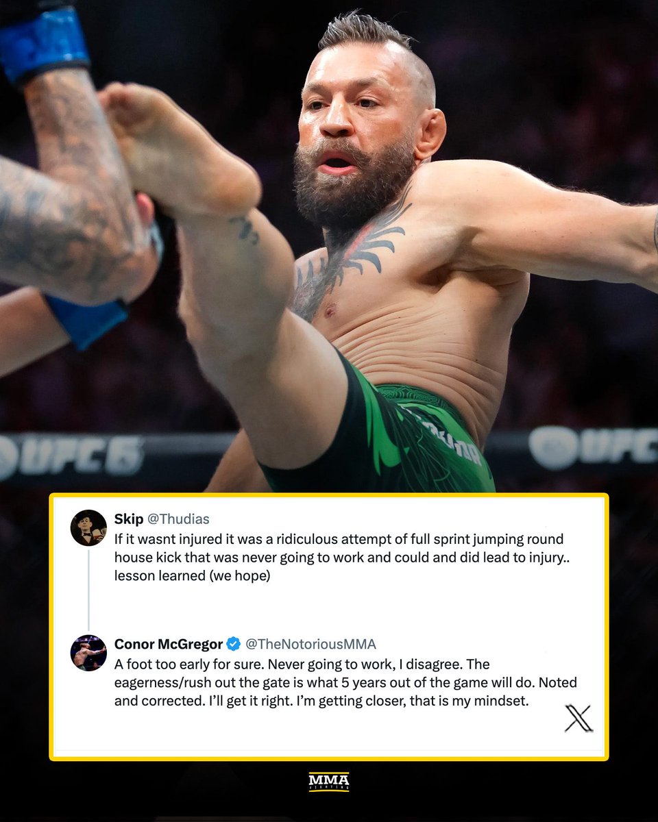 MMAFighting's tweet photo. Conor McGregor took to social media to reflect on his #UFC329 injury and call for the Max Holloway trilogy https://t.co/bE9K59bB2X