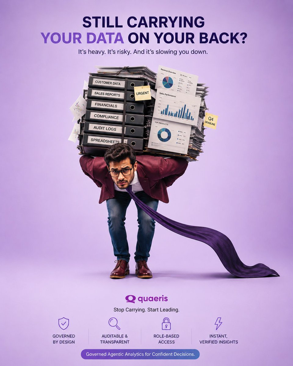 QUAERISAI's tweet photo. When was the last time your boss thanked you...
instead of forwarding another spreadsheet?

Let AI Analytics do the heavy lifting—with complete traceability, governance, and answers you can trust.
QuaerisAI https://t.co/1WdagPb7zX