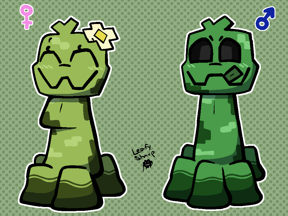 LeafySharp's tweet photo. i made pointlessly gendered creepers https://t.co/qO7xAglW6r