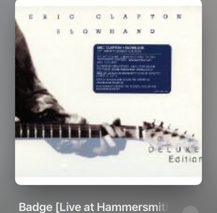 ryunosuke_h's tweet photo. #Nowplaying 
Badge [Live at Hammersmith Odeon, London, April 27, 1977] - 
Eric Clapton 
(Slowhand [35th Anniversary Deluxe Edition] Disc 2 Live at Hammersmith Odeon, April 27, 1977) 
#JamieOldaker #70s 
#HammersmithOdeon #1977 #EricClapton #DeluxeEdition #ギタージャケ #クラプトソ https://t.co/rPt4dH17IL