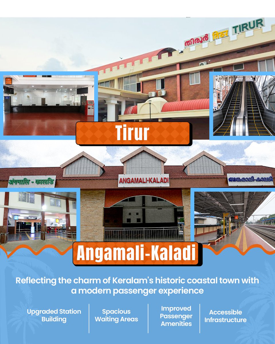 BJPTHRNorthDist's tweet photo. Kerala's redeveloped Amrit Stations now offer modern amenities, better accessibility, and enhanced passenger comfort. Grateful to Hon'ble PM Shri Narendra Modi Ji and Hon'ble Railway Minister Shri Ashwini Vaishnaw Ji for transforming India's railway infrastructure.
#75अमृत_स्टेशन https://t.co/MzO419ndBW