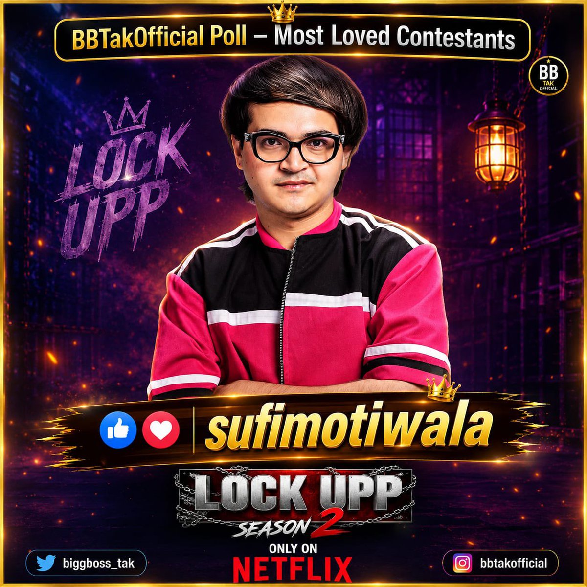 BiggBoss_Tak's tweet photo. π¨ Biggest & Most Authentic #BBTak Poll - Week2π¨
β€οΈ Like this post if you're supporting #SufiMotiwala in #LockUpp!
π³οΈ Poll ends tomorrow (Saturday) at 9:00 PM.
π Note: #BBTak Poll results are based on the total number of likes received on contestants' posts across our Instagram, X (Twitter) & Facebook pages.
π Insta: https://t.co/yuvgwrKBE9
π Facebook: https://t.co/llkeEEEdke