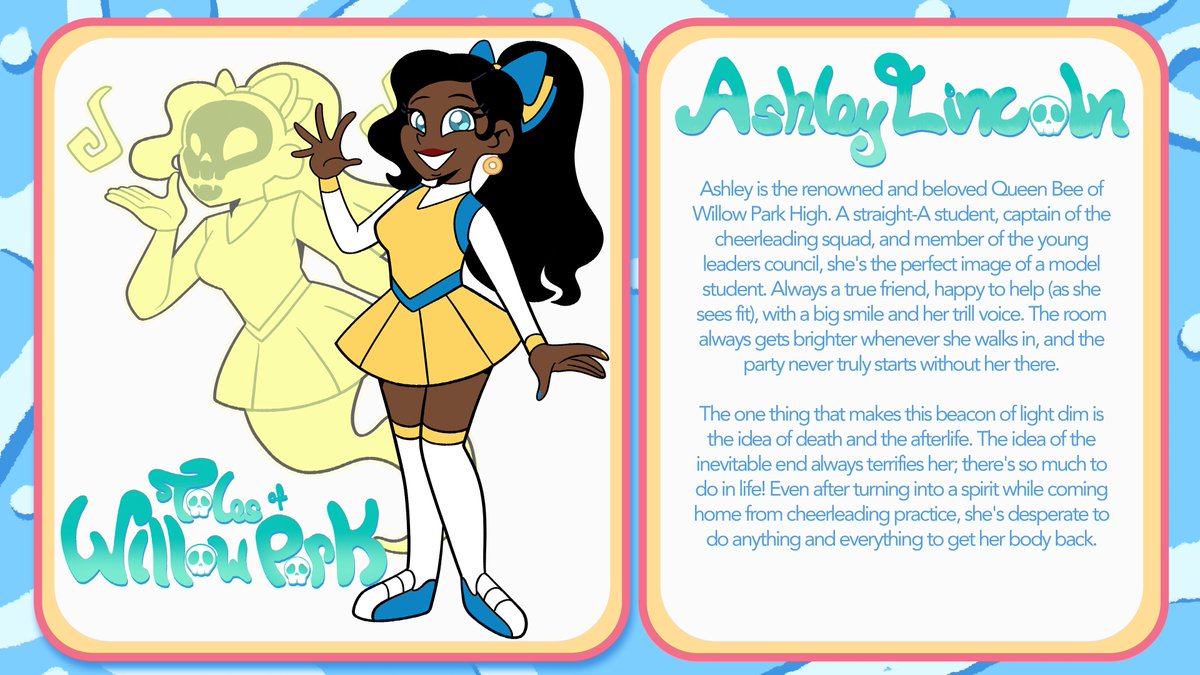 TVict101's tweet photo. Meet Ashley!
+ Most Popular Girl in School
+ Captain of the Cheer Squad
+ Lights up any room she walks into 
+ Currently a wandering spirit
#indieanimation #Indiecartoon https://t.co/O7H0QaeaXD