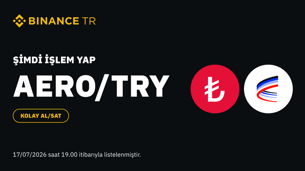 BinanceTR's tweet photo. Binance TR'de, $AERO / $TRY işlem çifti listelendi.    

İşlem yapmak için tıklayın ⤵️ 
https://t.co/wpM3f0ps2e https://t.co/UvsLvgBEnS
