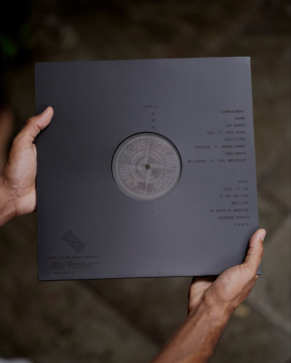 stoneisland's tweet photo. STONE ISLAND SOUND PRESENTS:

SIR RENDER
By Navy Blue

The vinyl cover features a custom bust of Sage Elsesser, rendered as an archetypal figure and adorned in a bespoke chainmail top, a material reference that evokes protection.

#StoneIslandSound
#SoundAsAFormOfResearch https://t.co/tZY9tFaTkx