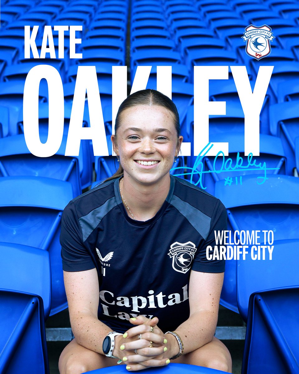 CardiffCityFCW's tweet photo. We are delighted to welcome Kate Oakley to the Welsh capital, who becomes Noah Bushby’s fourth addition of the summer! 💙

#CityAsOne https://t.co/wIHRbyvAYn