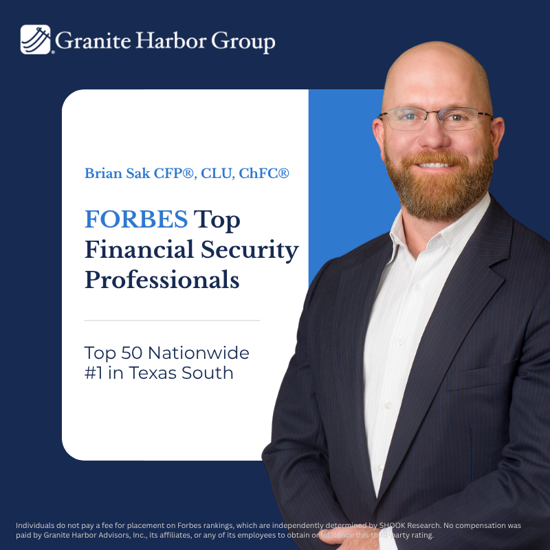 GHAdvisors's tweet photo. In case you missed it!

We are proud to share that Brian W. Sak, CFP®, CLU®, ChFC® has been named to the 2026 Forbes Top Financial Security Professionals list, earning recognition among the Top 50 financial security professionals nationwide.

This distinction reflects Brian's longstanding commitment to helping individuals, families, and business owners navigate complex financial decisions with thoughtful planning, integrity, and a long-term perspective.

We're also honored that Brian was one of only two professionals nationwide selected by Forbes for an exclusive personal profile, highlighting his career, the philosophy that guides Granite Harbor, and our commitment to helping clients live their best lives.

While this recognition bears Brian's name, it also reflects the collaborative efforts of our entire team. Every client relationship, every plan, and every opportunity to serve is strengthened by the dedication, expertise, and shared values of the people across Granite Harbor.

Thank you to @Forbes and @ShookResearch for this recognition, and congratulations to Brian and the entire Granite Harbor team on this milestone.

#Forbes #SHOOKResearch #FinancialPlanning #WealthManagement #GraniteHarbor #Leadership #YourWealthYourWay #HoustonBusiness #MilwaukeeBusiness