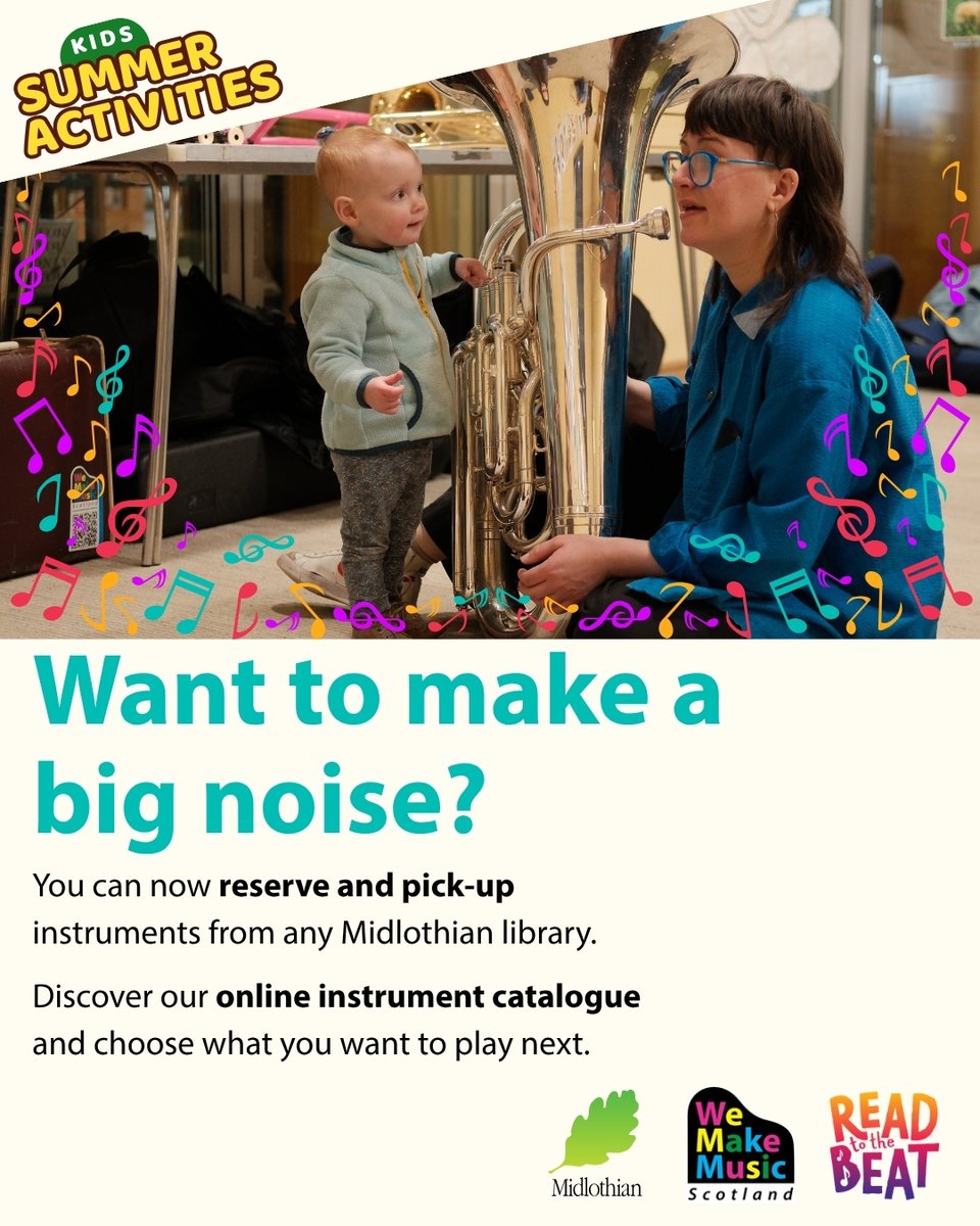 MidLibraries's tweet photo. 🎺 Big sound, no big commitment!

Borrow instruments for FREE from Midlothian Libraries and discover what suits you before investing in your own.

Browse the Catalogue:
https://t.co/a0piYjLRIP

Find out more:
https://t.co/0A6pfRGDLk https://t.co/tO4XcO9yk0