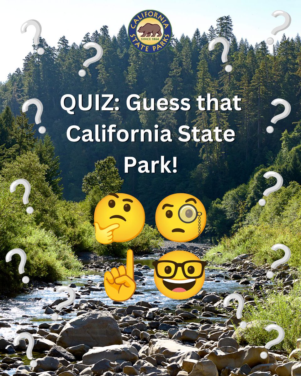 CAStateParks's tweet photo. ❔ How well do you know your California state parks? For #WorldEmojiDay, we’ve prepared a quiz to test your knowledge 🤔. See if you can guess which state park is represented by different emojis! https://t.co/62pGYUkFDq