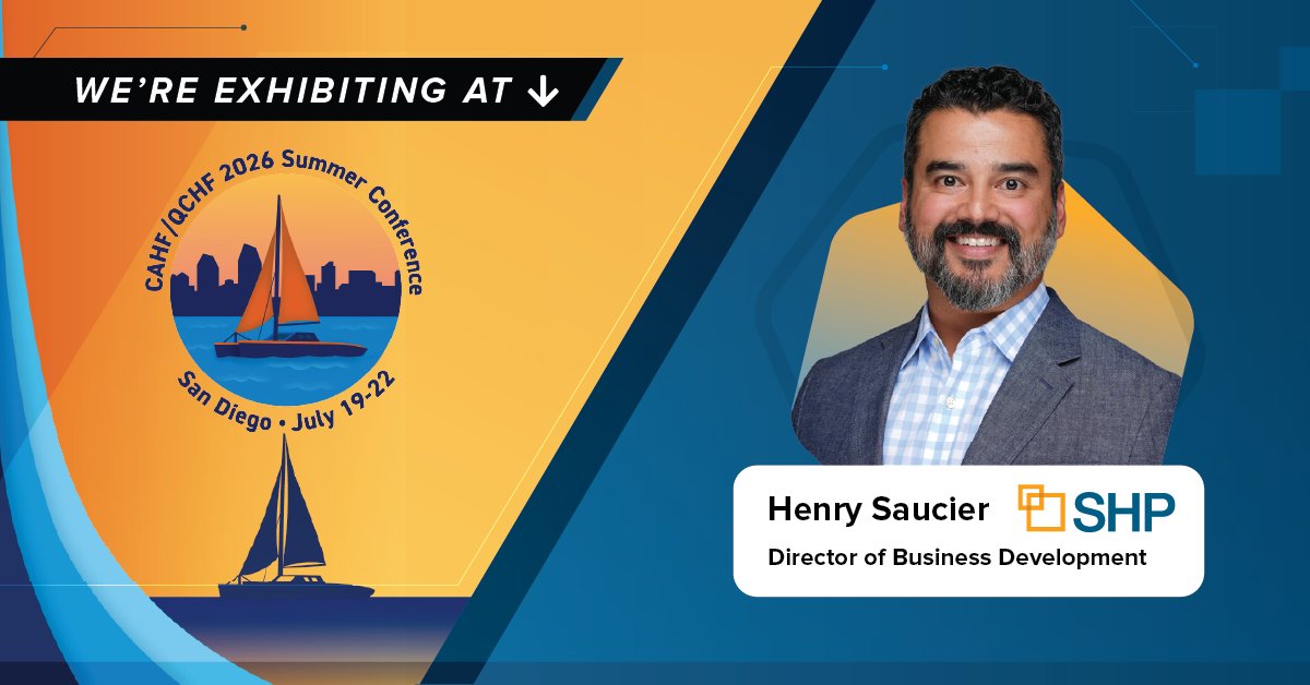 SHPdata's tweet photo. SHP is exhibiting at the CAHF/QCHF 2026 Summer Conference in San Diego, July 19–22. Henry Saucier will be at our booth.

Bring your PDPM questions. Bring your Five Star concerns. Bring your survey readiness gaps.

Stop by and let's talk shop. https://t.co/rYFxVhv5K2