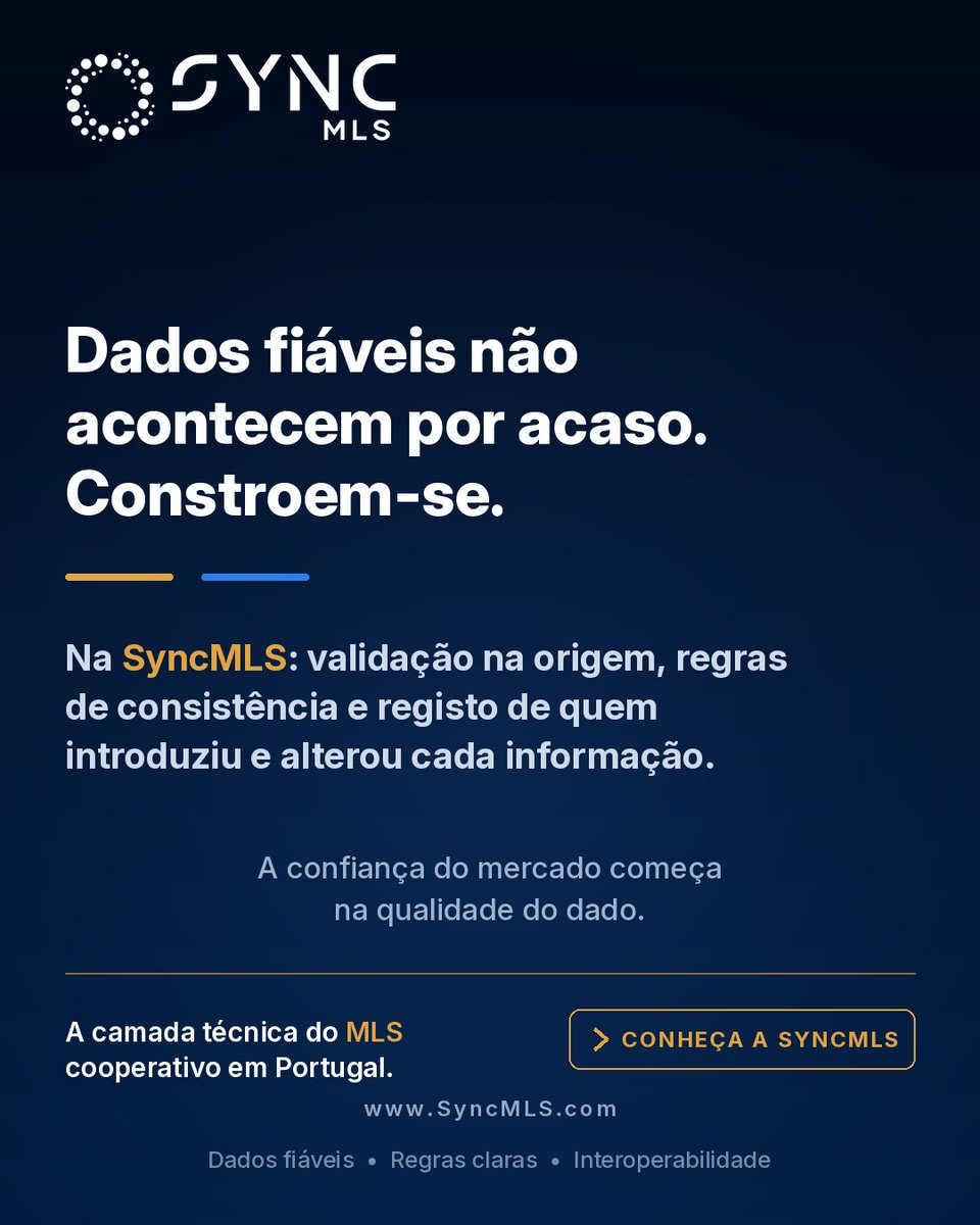 AP_MLS's tweet photo. TECNOLOGIA

Dados fiáveis não acontecem por acaso. Validação na origem, regras de consistência e registo de alterações. Pouco glamoroso, mas é o que separa um MLS credível de uma base de dados desatualizada.

#APMLS #MLSPortugal #ConsultorImobiliário #PropTech https://t.co/gBwgSPTpia