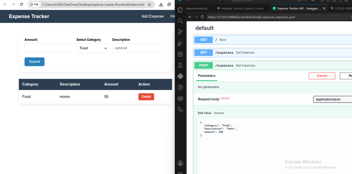 SwarnimaKhadka's tweet photo. #LSPPDAY47
Today I implemented a simple Expense Tracker backend using FastAPI and had the opportunity to teach the fundamentals of frontend <-> backend communication, REST APIs, and CRUD.
#60DaysOfLearning2026
#LearningWithLeapfrog
@lftechnology https://t.co/ARNlXKBfxk