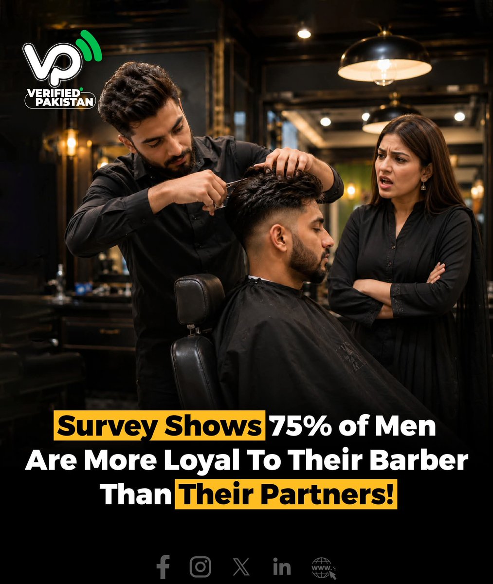 hamza171397's tweet photo. Survey ke mutabiq 75% mard apne partner se zyada apne barber ke wafadar hain! Kya yeh sach hai ya mazaak? Aap kya kehte hain?
#LoyaltyTest #BarberLove #Relationships #PakistaniMen #FunnySurvey https://t.co/B5HN5ZbhwJ