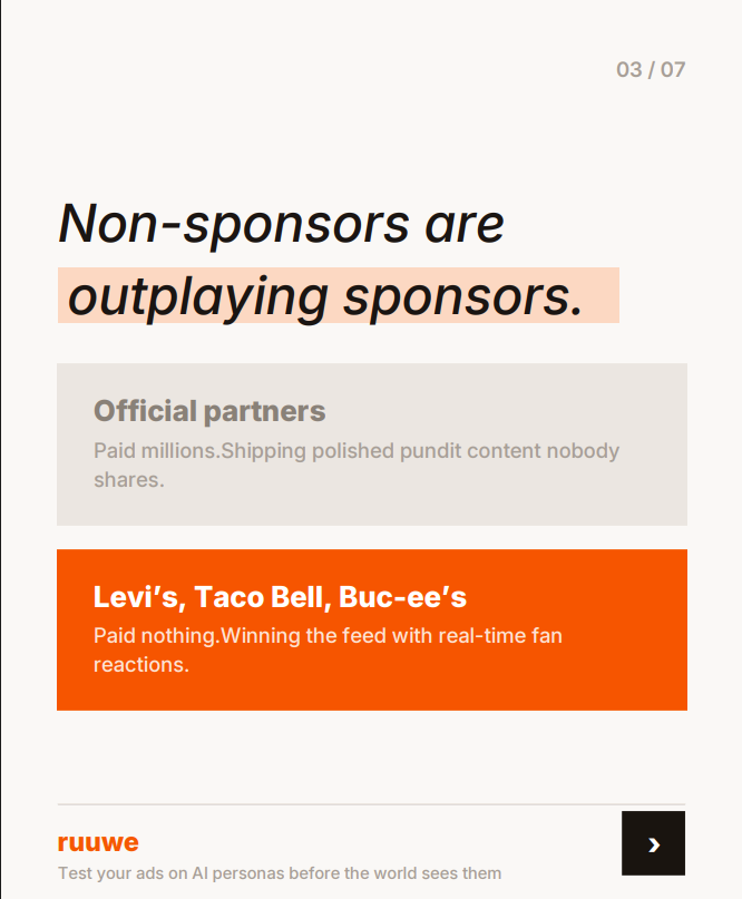 EvaSocialAI's tweet photo. One sound owns the internet.

Every brand wants in. 

Check out to see how to do it the Ruuwe way.👇 https://t.co/QHg7Kekqjt