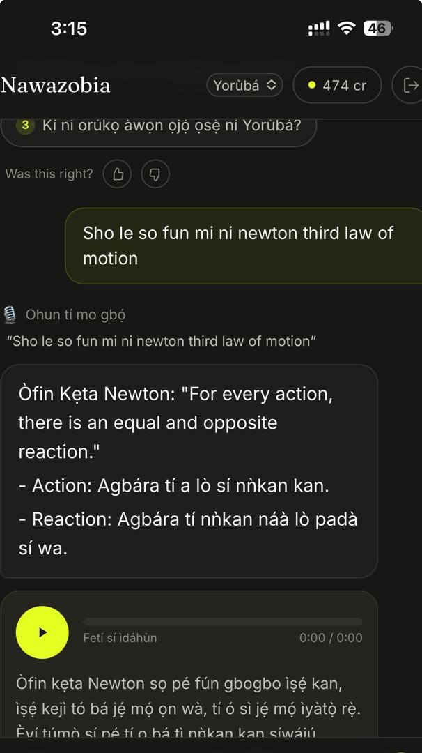 AfricaFactsZone's tweet photo. Nigerian startup, @NeoformAI has built Nawazobia, a voice-first assistant tool that understands and speaks Yoruba, Hausa, Igbo, Pidgin and English.

For decades, millions of Nigerians who do not run their daily lives in English have been locked them out of technology. Now AI is doing it again, only faster.

You can access the AI tool on The correct url is https://t.co/kckCq5xe5J