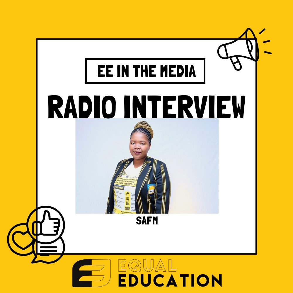 equal_education's tweet photo. Our Organisation General Secretary, Itumeleng Mothlabane, recently had an interview with @SAfmRadio talking about the SAFE Audit announcement coming from the Department of Basic Education. Please listen to the interview in the following link: https://t.co/oozuWZfvR8 https://t.co/6SyNaYvfIy