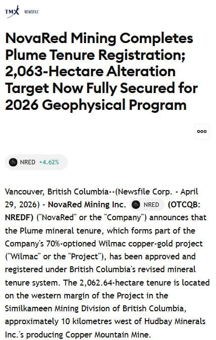 ruth49893638423's tweet photo. STOCK WITH DATA BEHIND THE COPPER STORY

What makes NRED interesting to me is that the story goes beyond owning mineral claims. 

The company controls 39,726 acres and supports its exploration strategy with 4.1M+ geological records, 1.5M geochemical samples, 10 AI models, and 86 geoscience and data specialists. MetalCore has also attracted 920 early registrations. 

That combination of physical assets, proprietary data, and technology is why I keep NRED on my watchlist

Not my bags, your call

$IWM $AMD $QQQ $GOOGL $UNH
