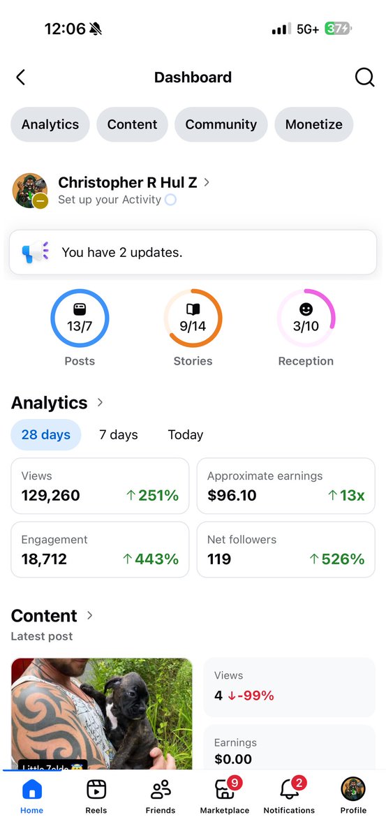 tigercryptoG's tweet photo. My Facebook is now monotized and they pay significantly more than TikTok 

Me being a full time content creator is coming ……. And I’m VERY good at this https://t.co/39rU5FK9mJ