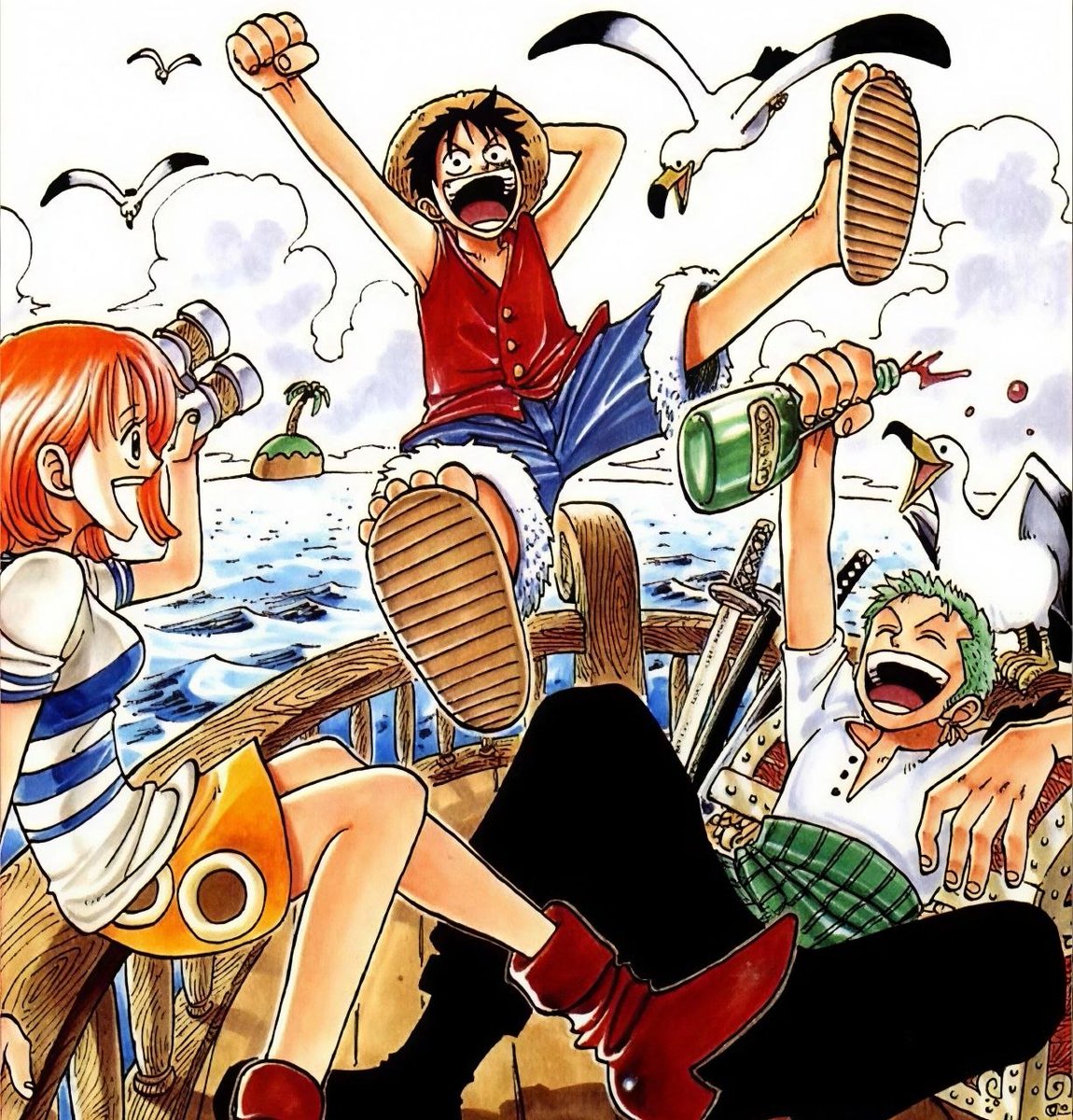 ZoroSantoryu11's tweet photo. I’m so glad they didn’t change the illustration in the Volume 1 reprint. 

It’s one of my favorites and definitely one of the most iconic ones ✨

#ONEPIECE https://t.co/GUdsEofIiz