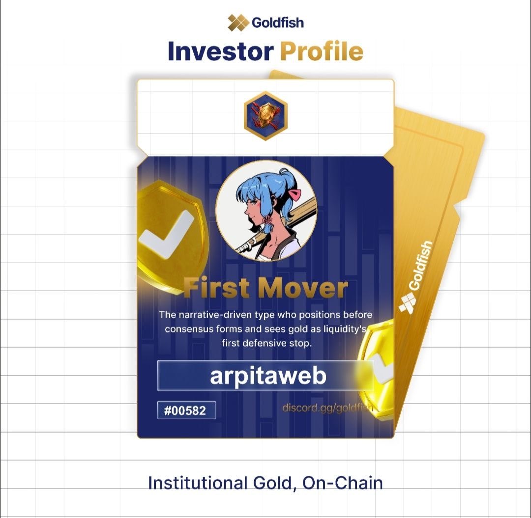 Arpitaweb's tweet photo. Does every crypto portfolio need a defensive asset?

I recently took the @goldfishggbr Investor Profile quiz and got The Allocator.

It wasn't the result I expected at first, but after thinking about it, it lines up with how I invest.

I'm not interested in chasing every new trend or putting everything into one high-conviction bet.

I prefer building a portfolio that can capture upside while staying resilient when the market changes.

That's one reason I hold $GGBR. It gives me exposure to gold without leaving the onchain ecosystem, so my capital can still be put to work instead of sitting idle.

What stood out about The Allocator:

• Focuses on balance instead of extremes.
• Uses gold to help offset portfolio volatility.
• Makes decisions based on risk management, not emotions.
That reflects my own approach.

I usually scale into positions, take profits gradually instead of exiting all at once, and treat security as seriously as returns.

I also like that $GGBR is designed to do more than represent gold. Between staking, liquidity opportunities, and DeFi integrations, it can play an active role in a portfolio.

No investing style is perfect, but understanding your approach makes it easier to build a strategy you can stick with.

What's your result?

Take the 5-question quiz, share your investor profile, and compare it with the community.

Take the quiz: https://t.co/CNAMEyjfbo